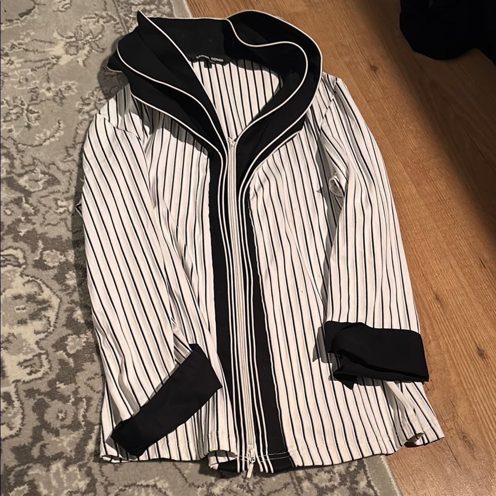 Samuel Dong Black and White Striped Jacket